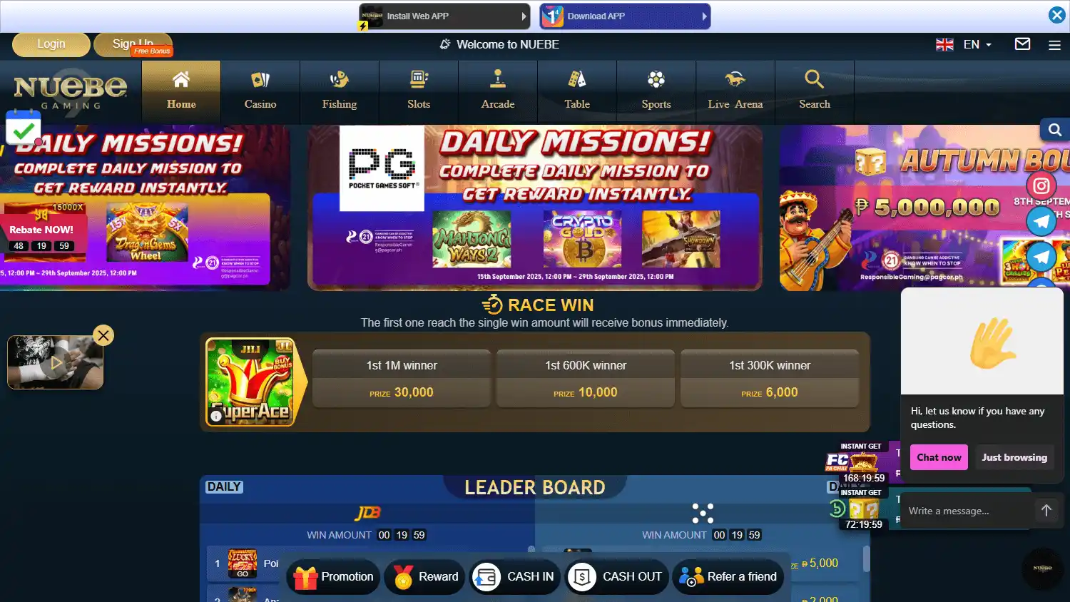 Nuebe9 Casino screenshot 1
