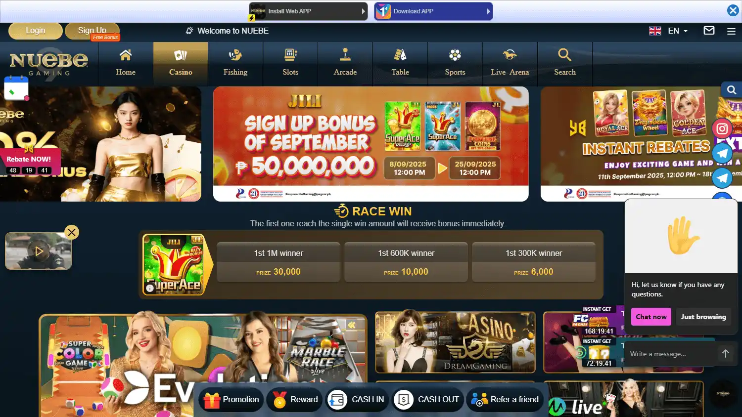 Nuebe9 Casino screenshot 2