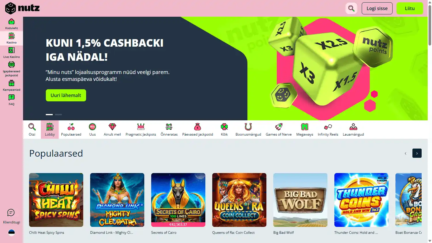 Nutz Casino screenshot 2