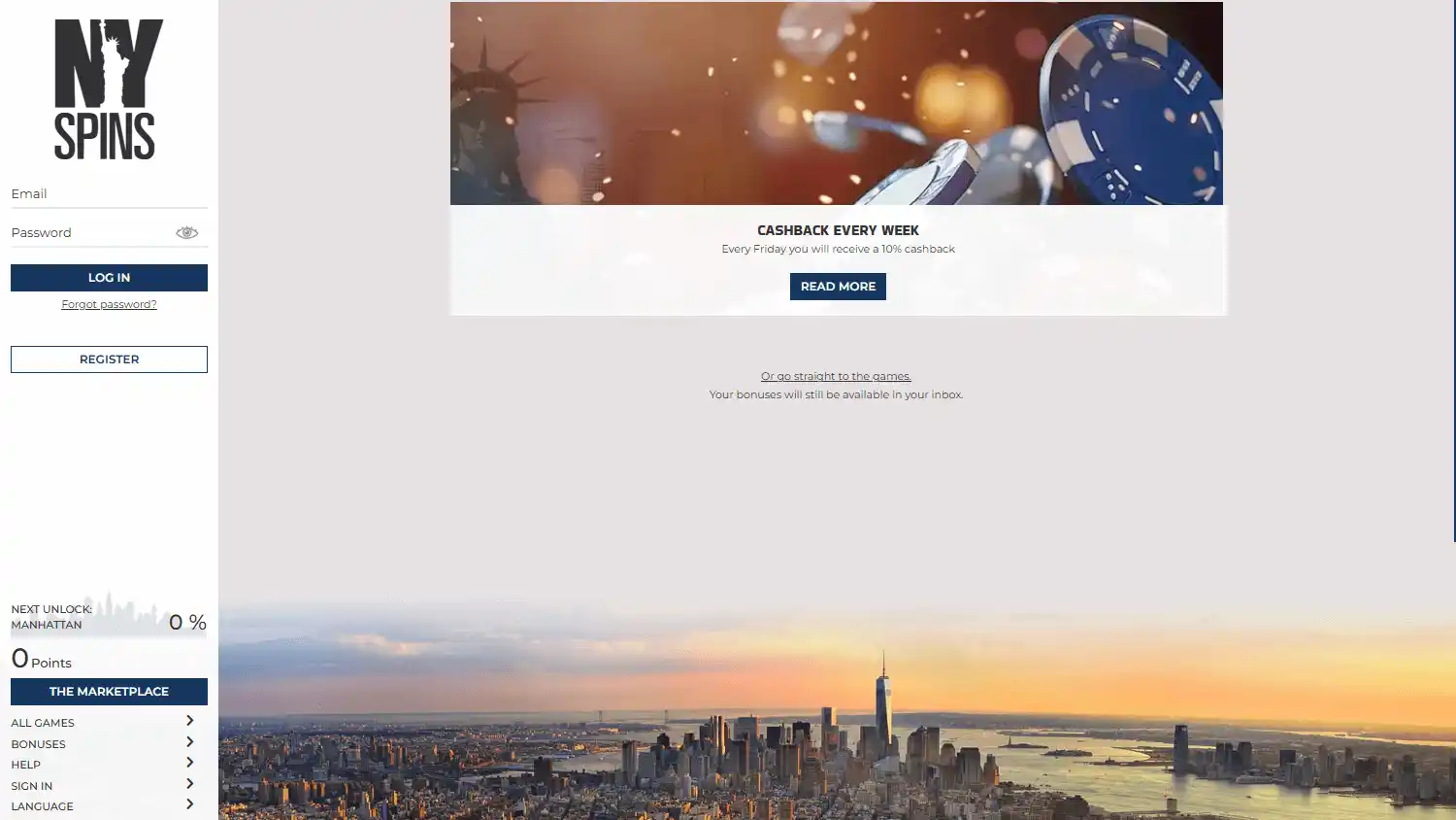 NYspins Casino screenshot 2
