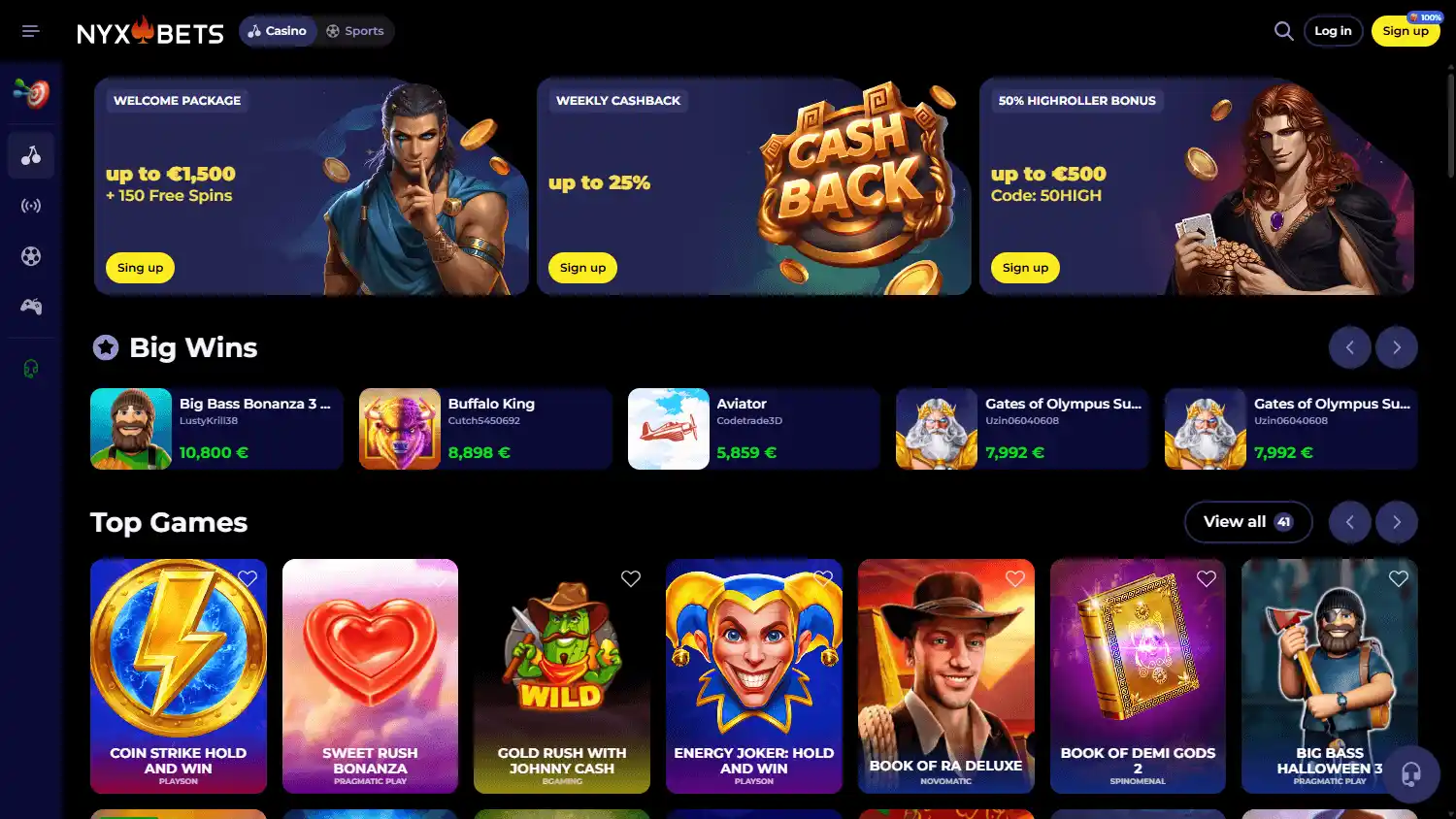 NYXbets Casino screenshot 1
