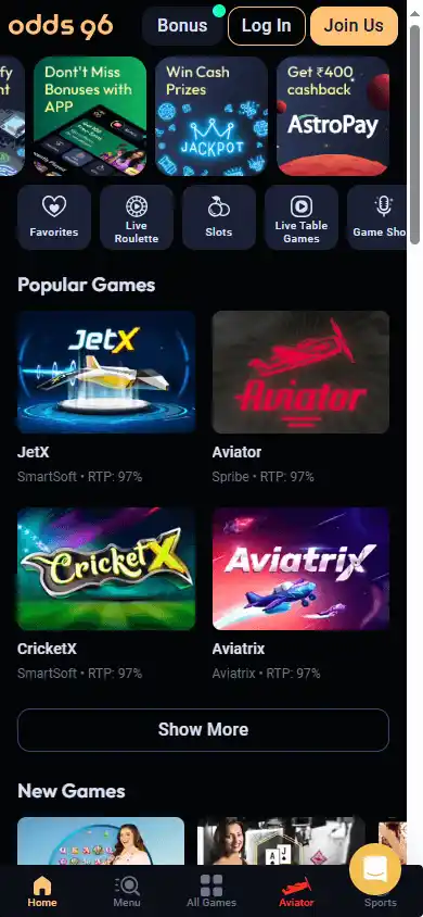 Odds96 Casino screenshot 5