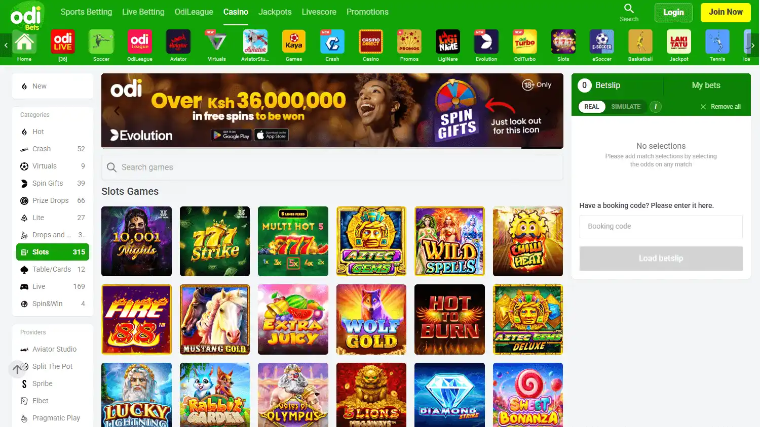 OdiBets Casino screenshot 2