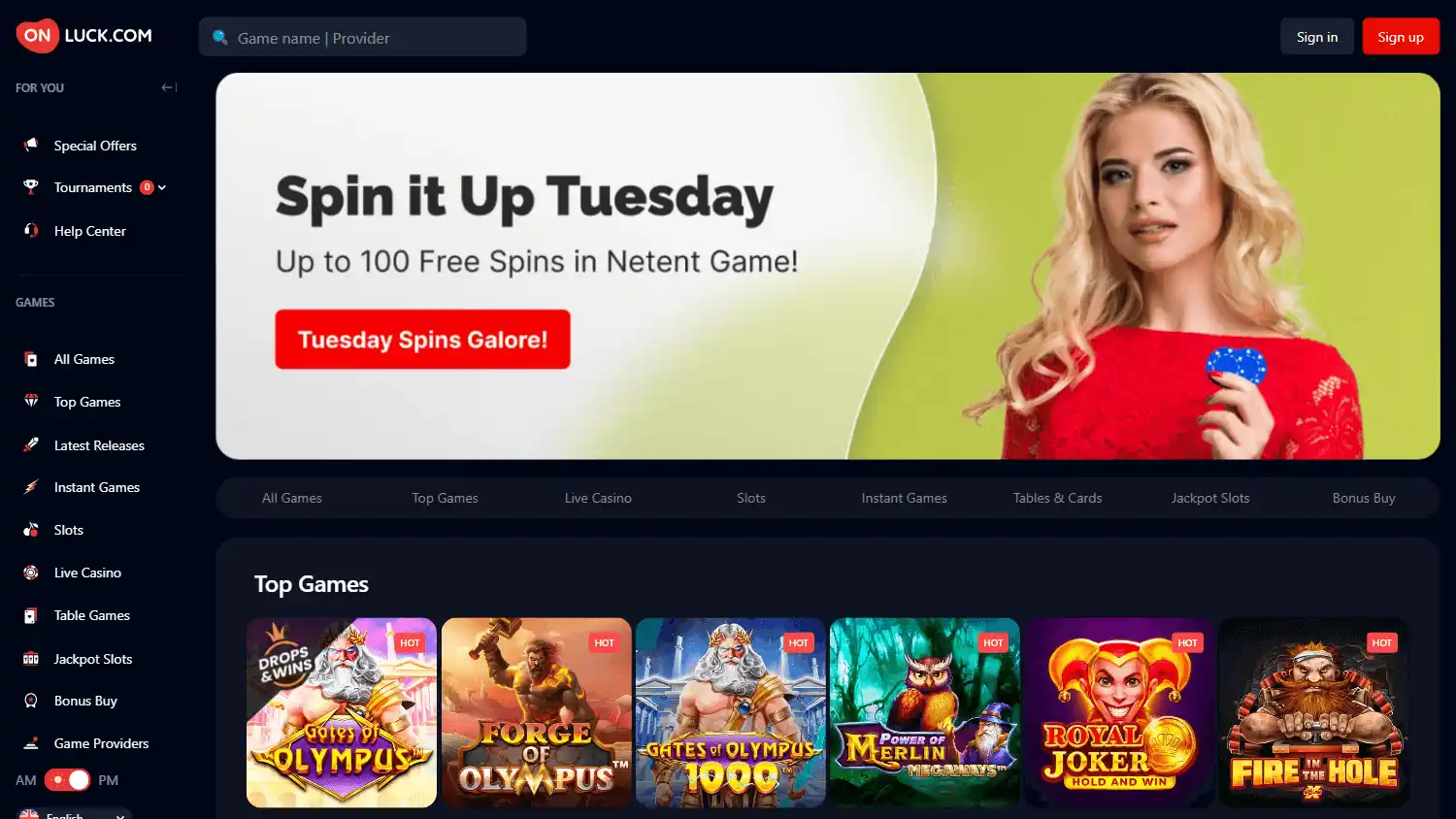 OnLuck Casino screenshot 1