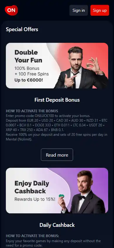 OnLuck Casino screenshot 4