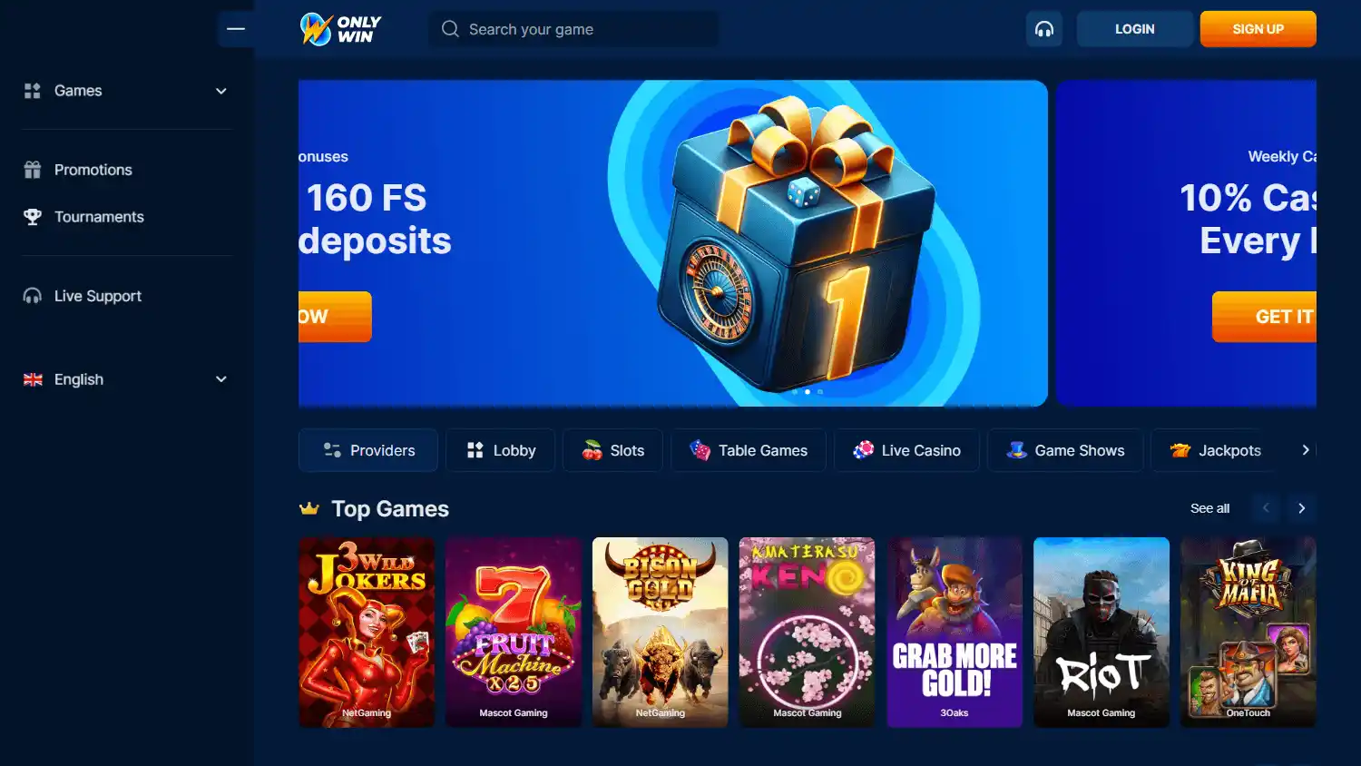 OnlyWin Casino screenshot 1
