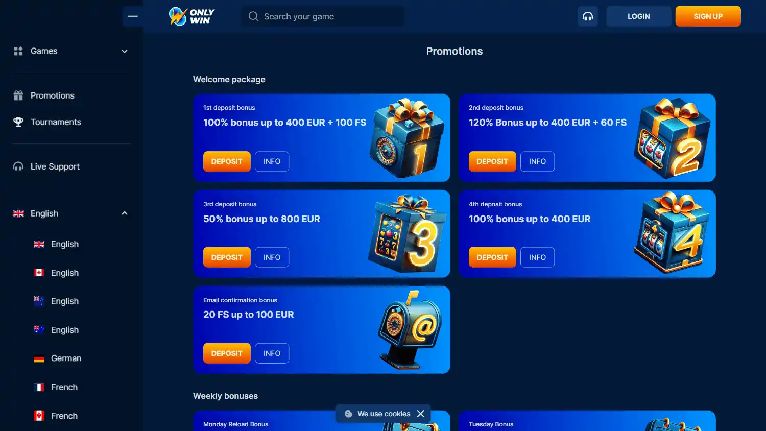 OnlyWin Casino screenshot 3