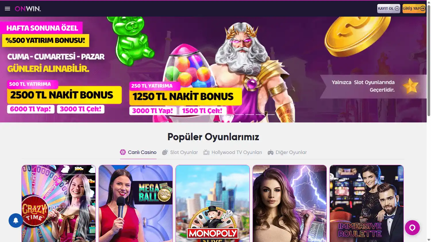 Onwin Casino screenshot 1