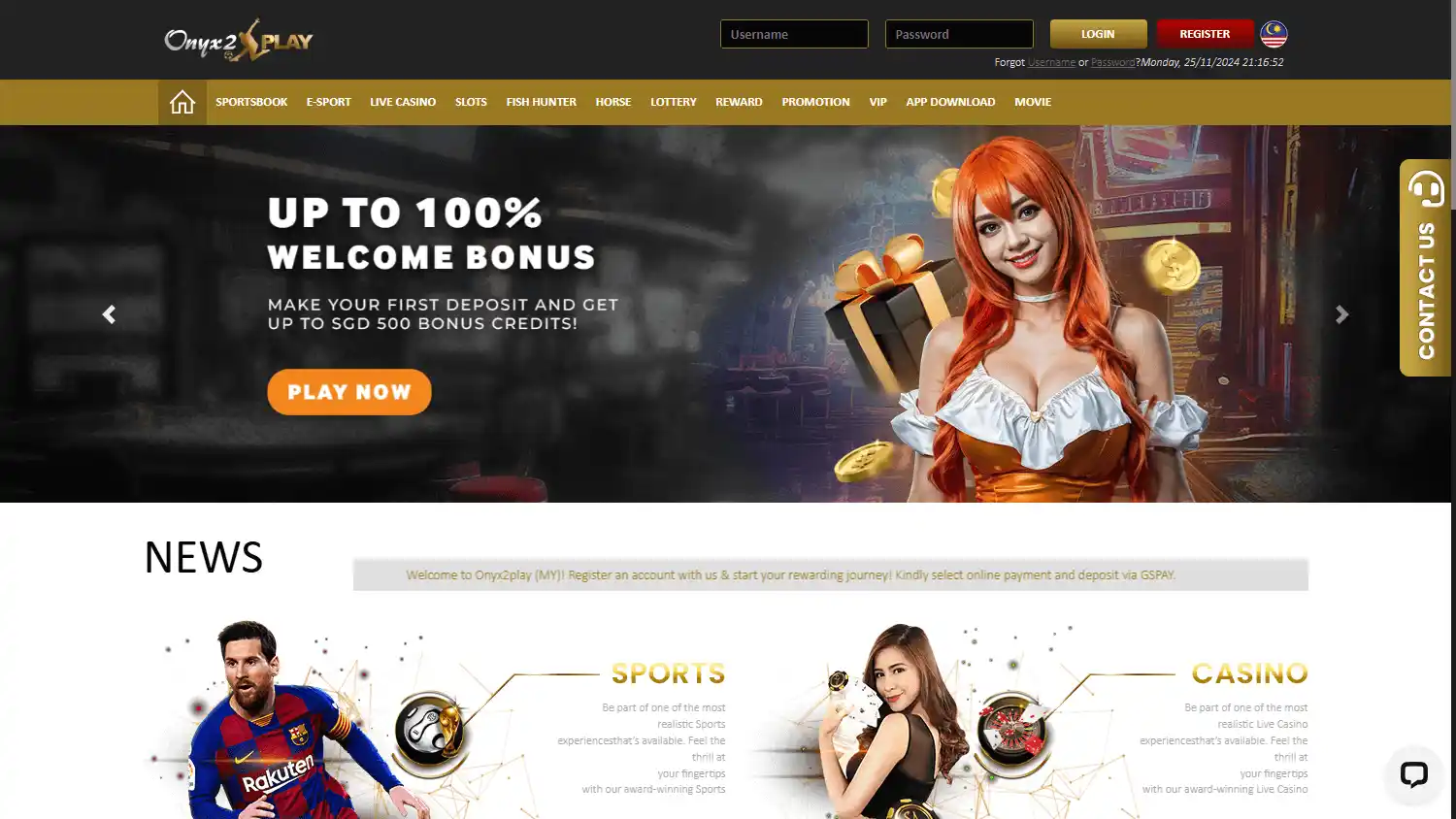 Onyx2play Casino screenshot 1