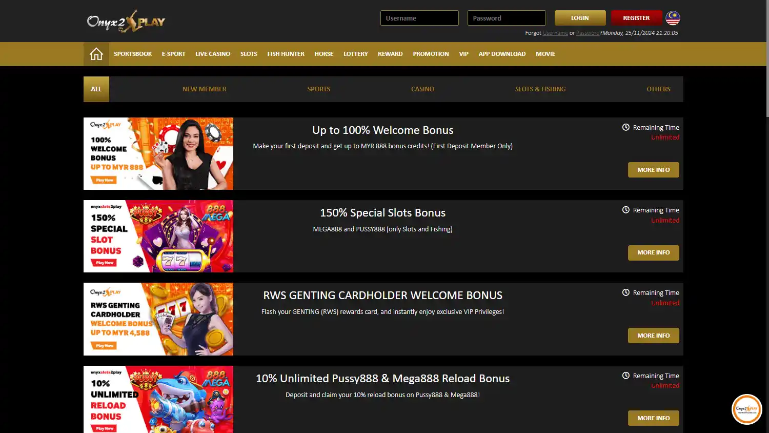 Onyx2play Casino screenshot 3