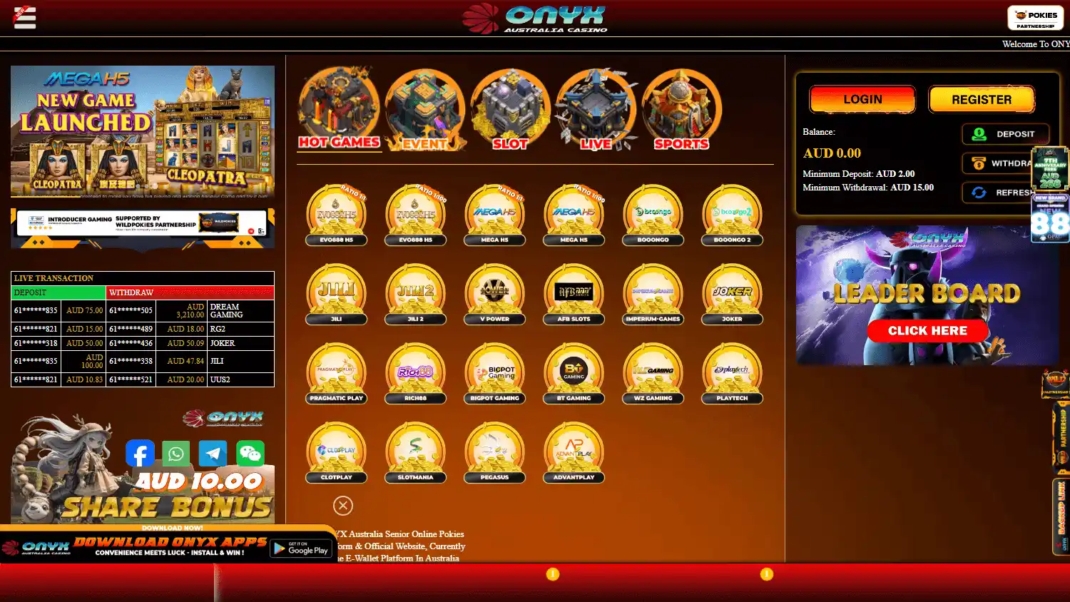OnyxAUD Casino screenshot 1