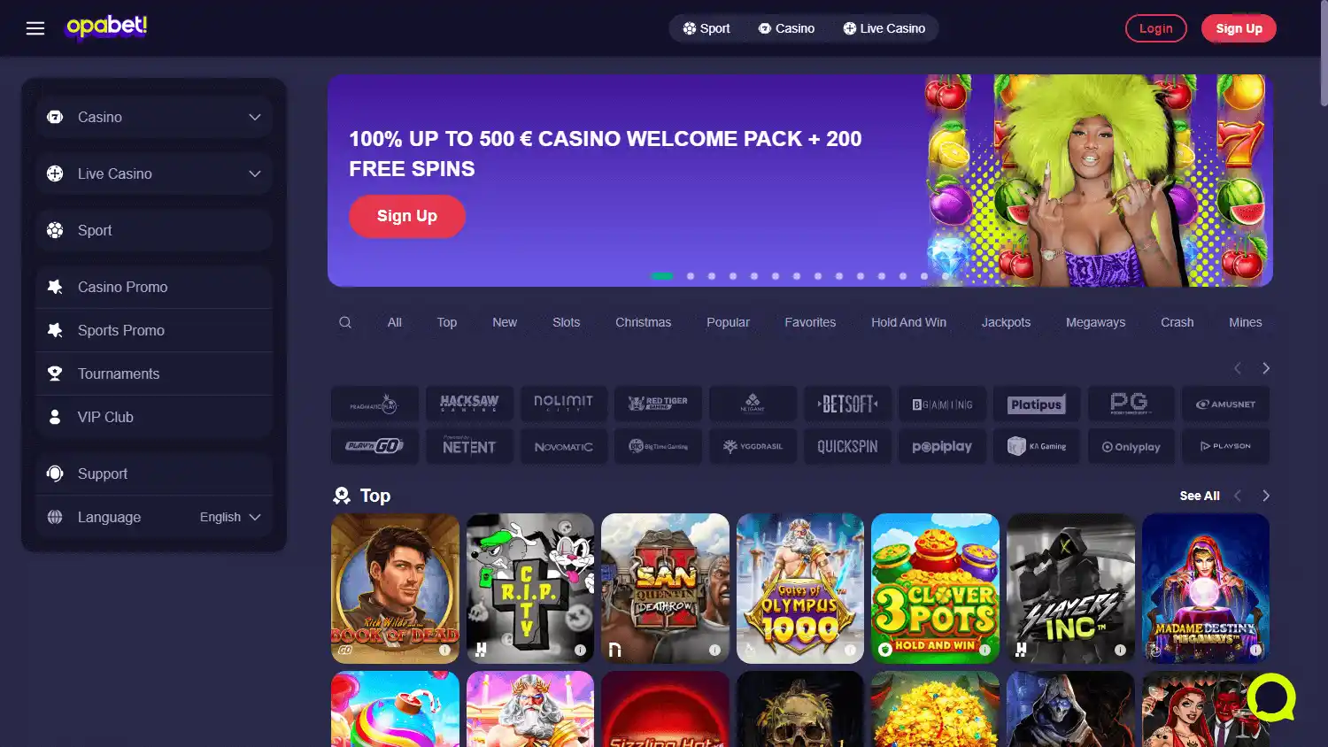 Opabet Casino screenshot 1