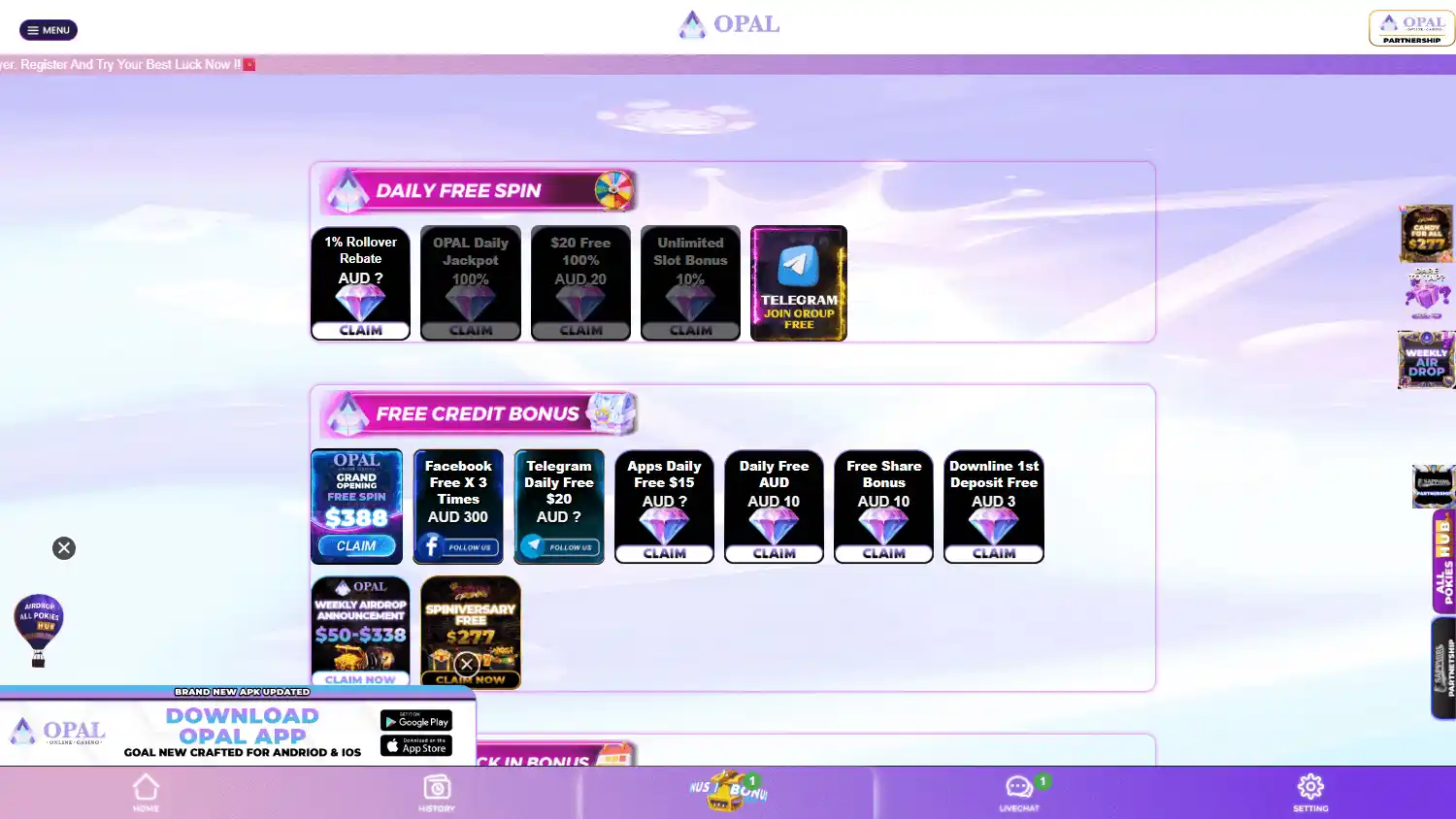 Opal AUD Casino screenshot 2