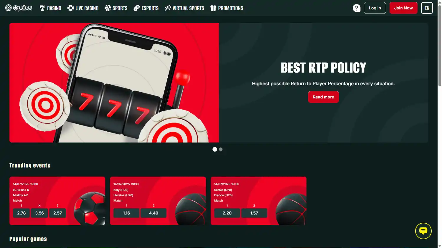 Optibet Casino LV screenshot 1