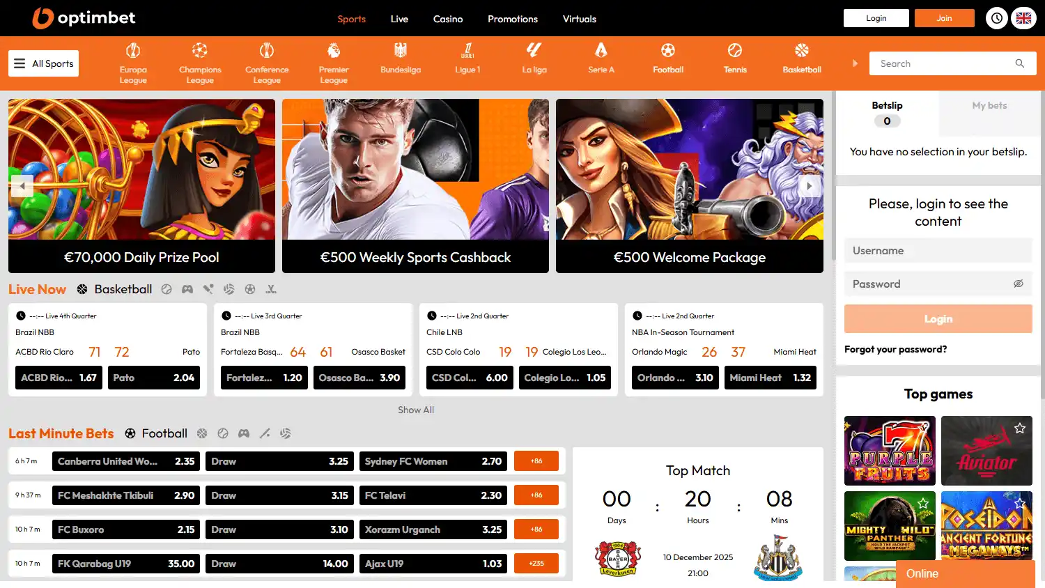 OptimBet Casino screenshot 1