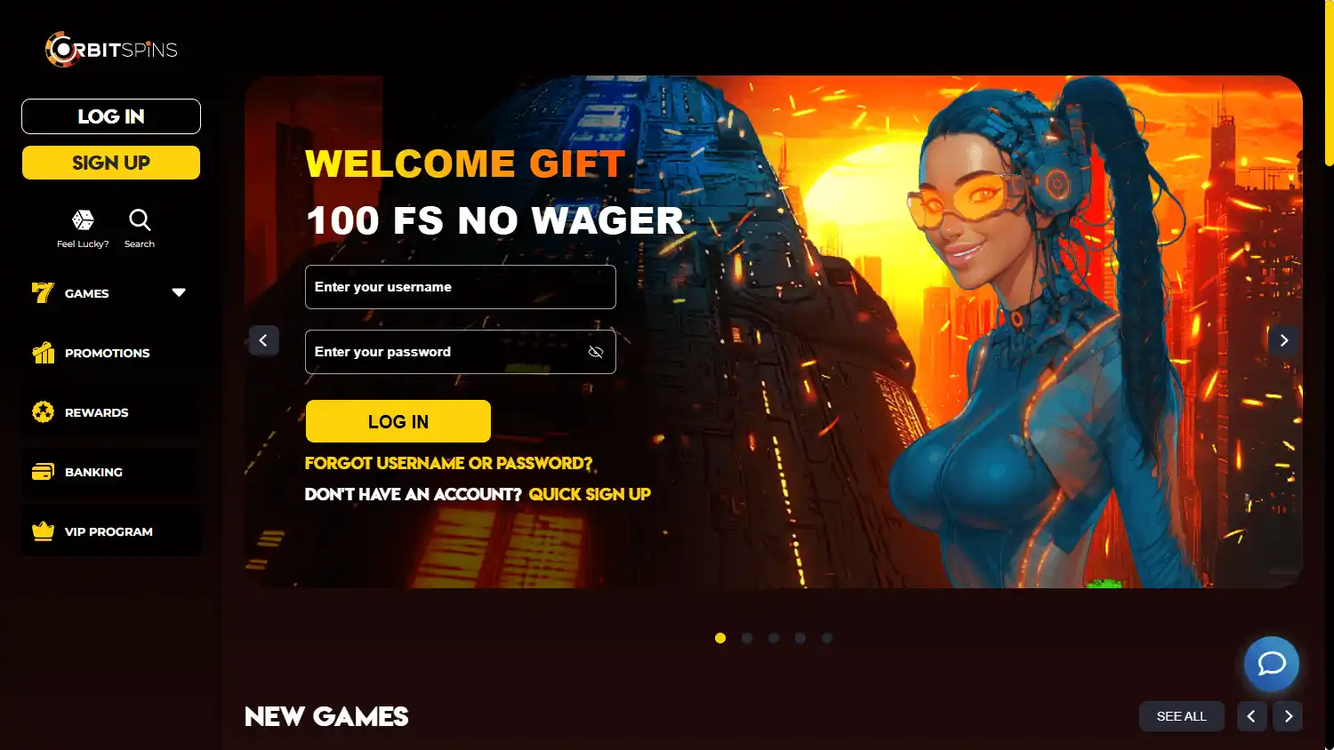 Orbit Spins Casino screenshot 1