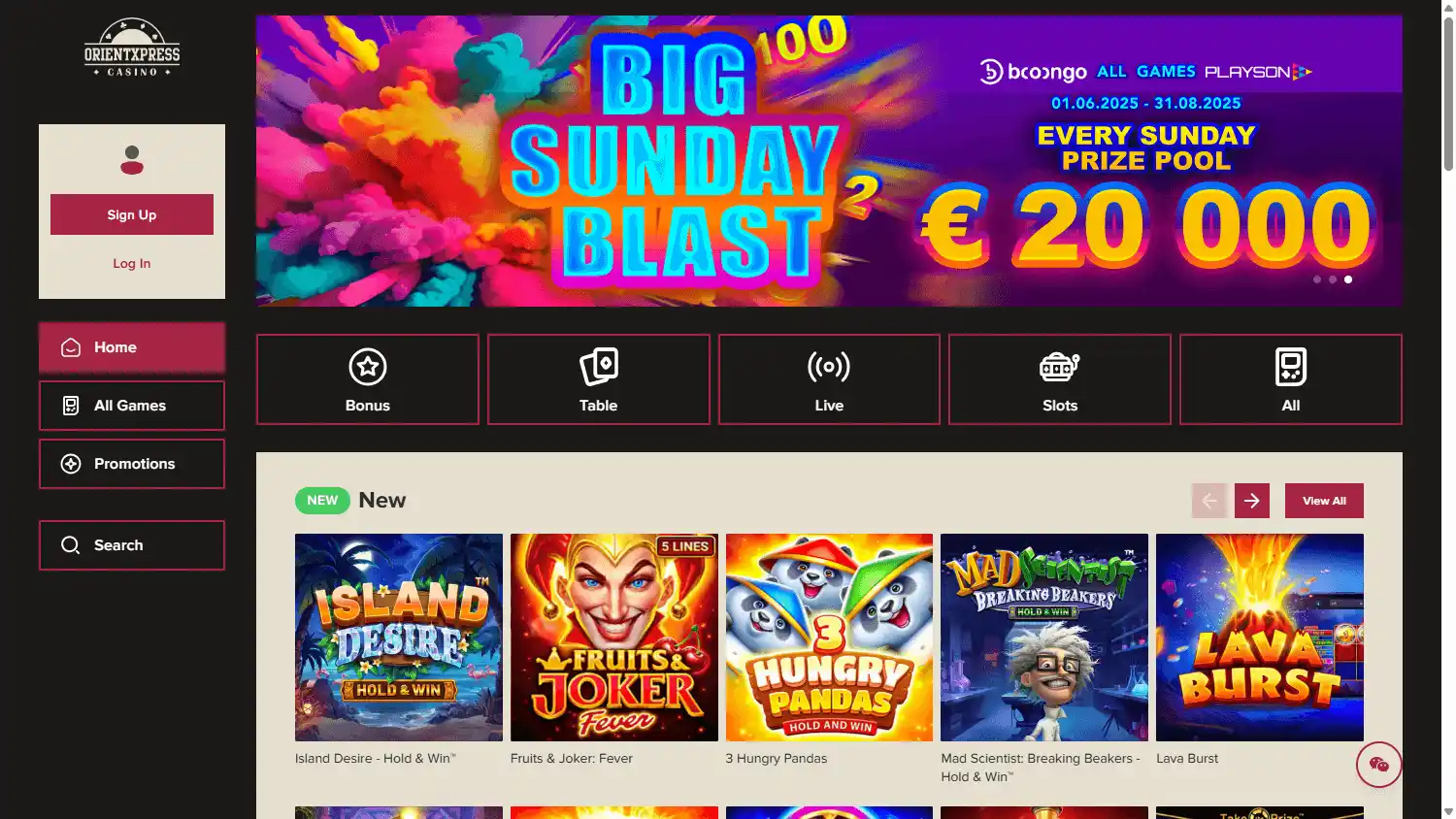 OrientXpress Casino screenshot 1