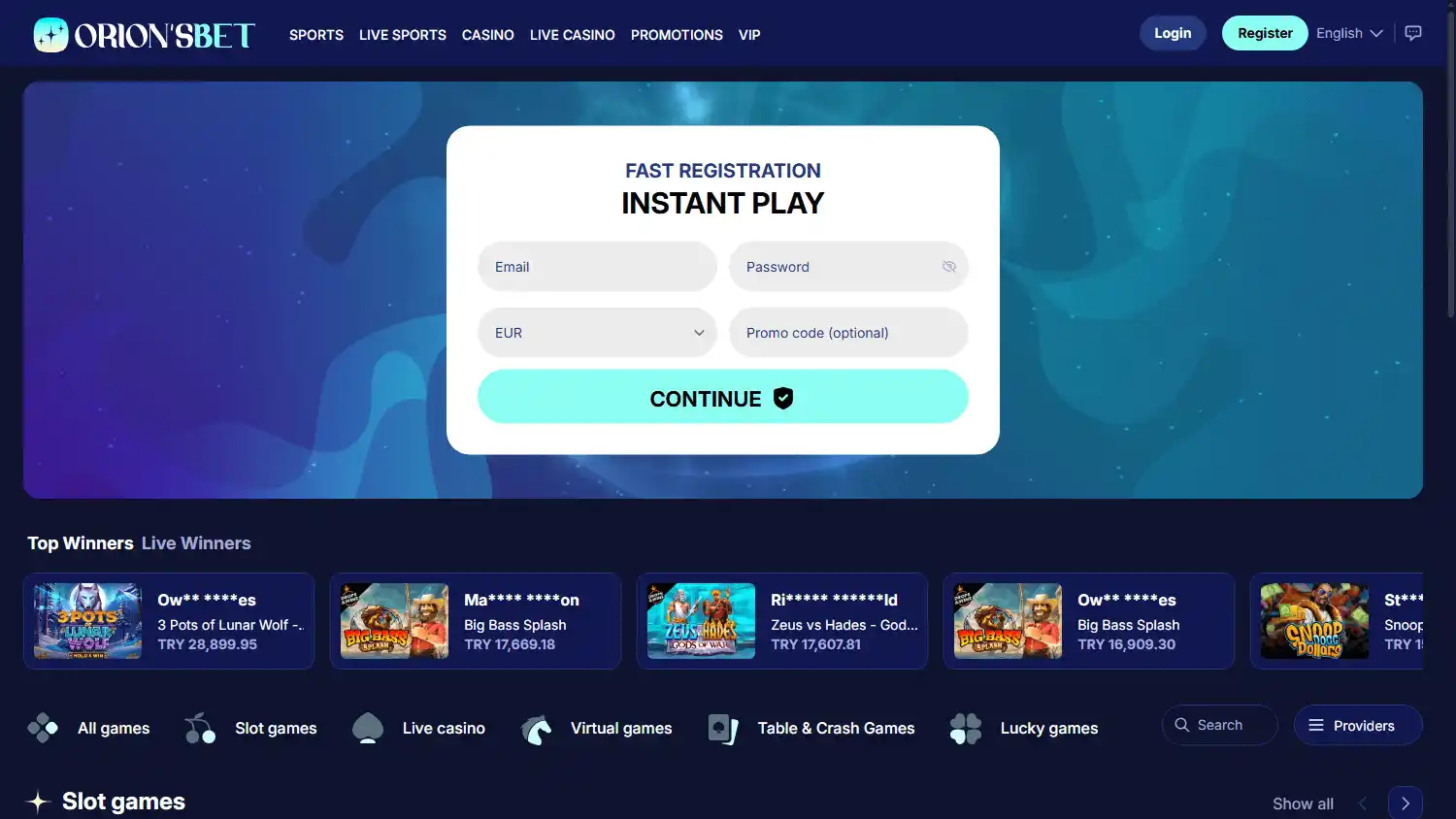 OrionsBet Casino screenshot 1