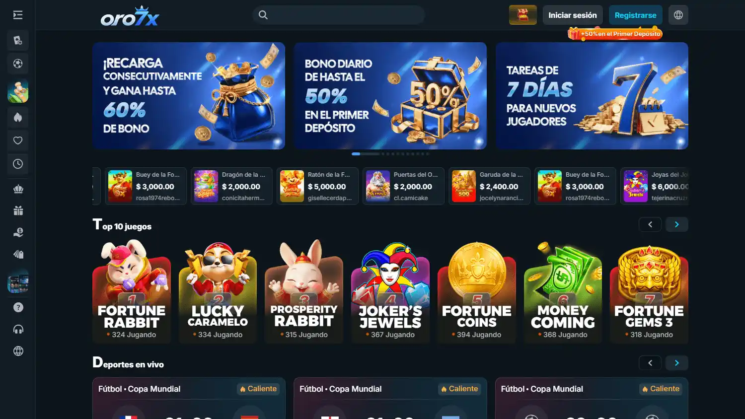Oro7x Casino screenshot 1