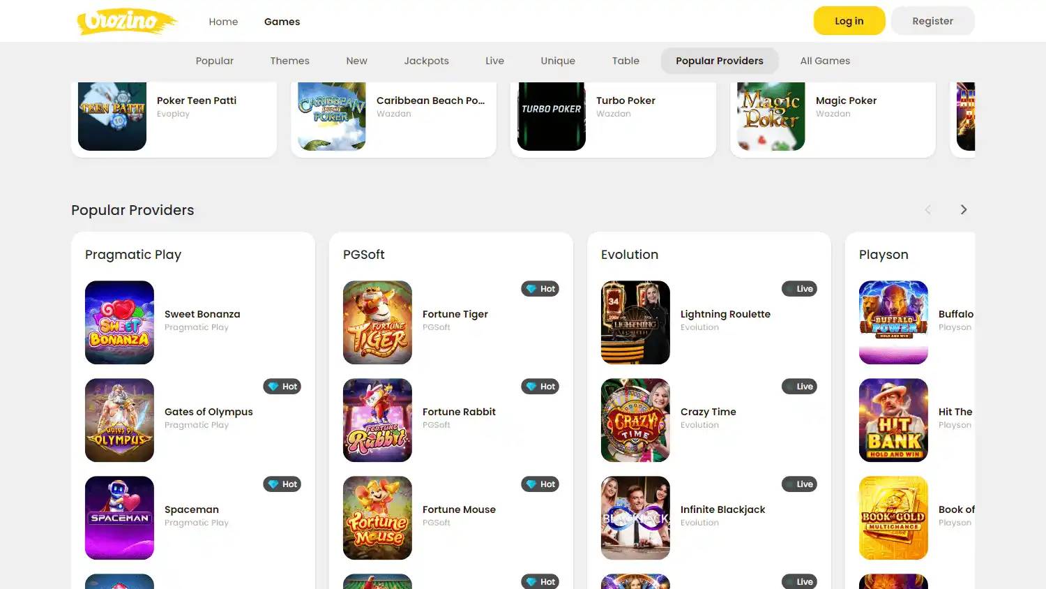 Orozino Casino screenshot 2