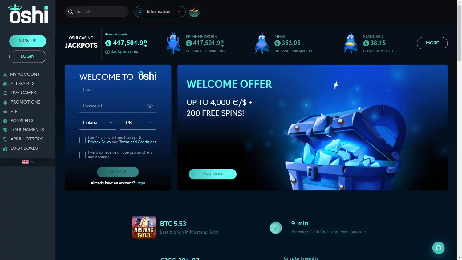 Oshi Casino screenshot 1
