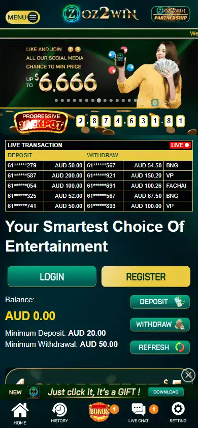 Oz2win Casino screenshot 4