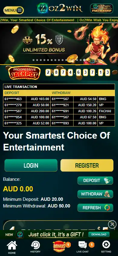 Oz2win Casino screenshot 5