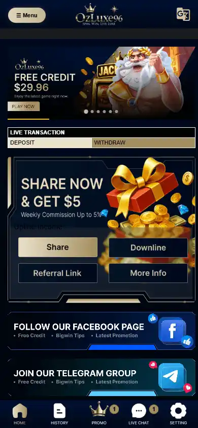 OzLuxe96 Casino screenshot 3