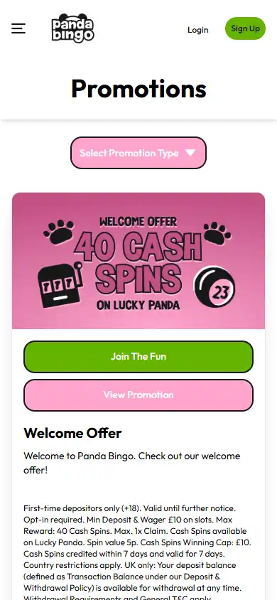 Panda Bingo Casino screenshot 6