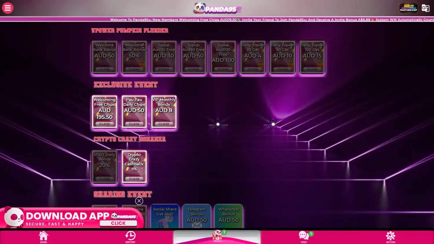 PANDA95au Casino screenshot 2
