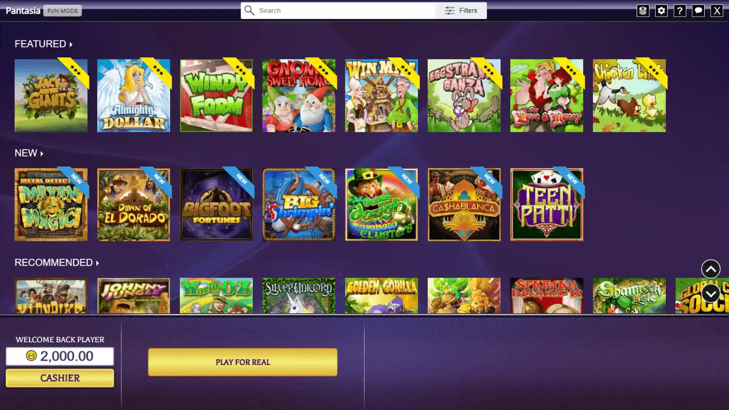 Pantasia Casino screenshot 2