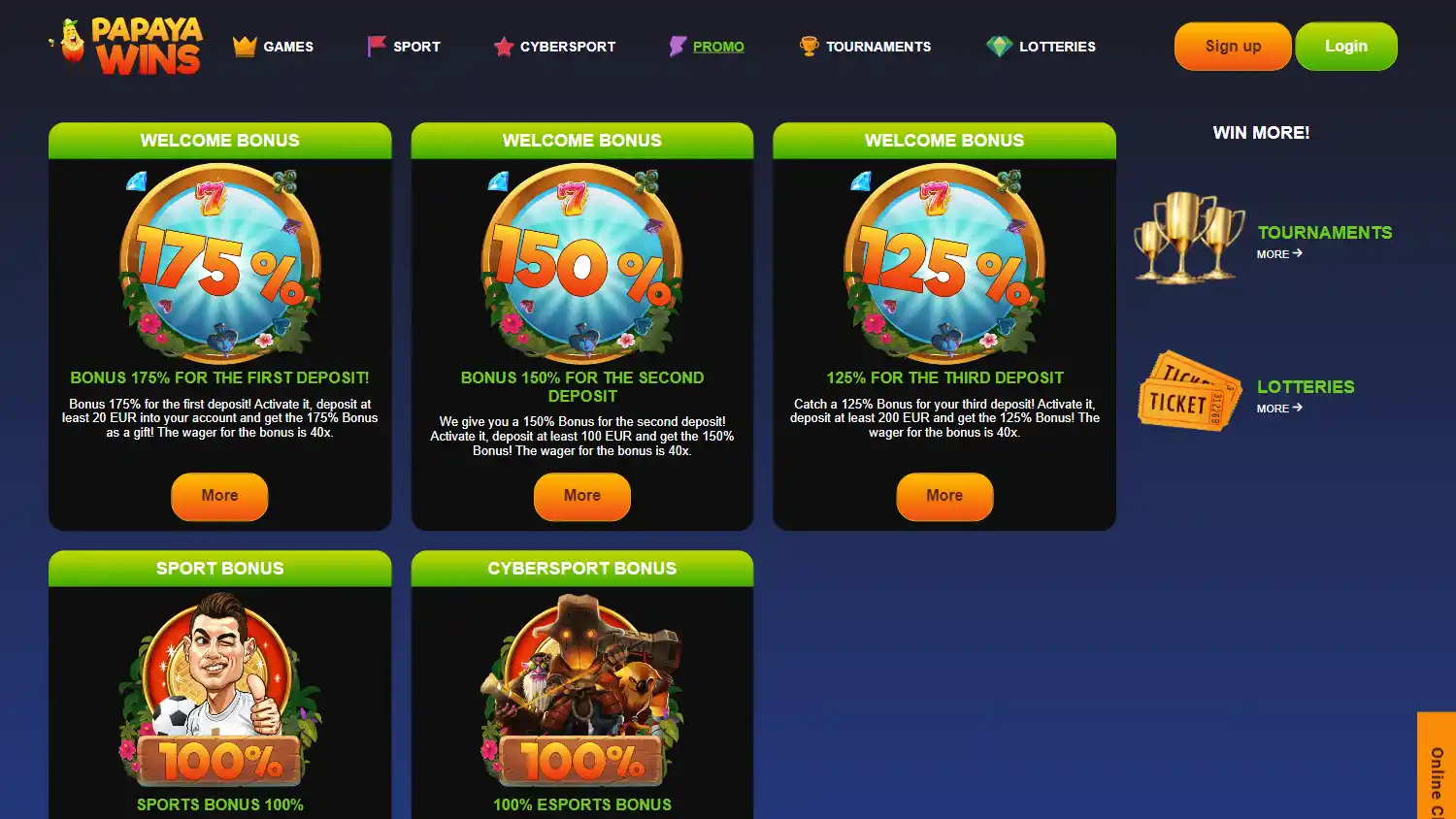 Papaya Wins Casino screenshot 3