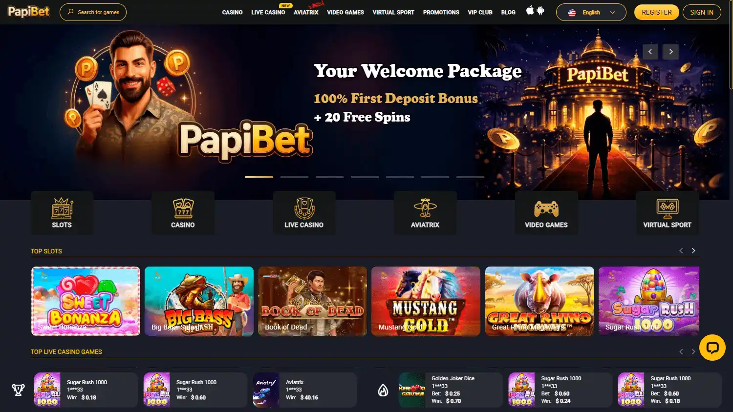 PapiBet Casino screenshot 1