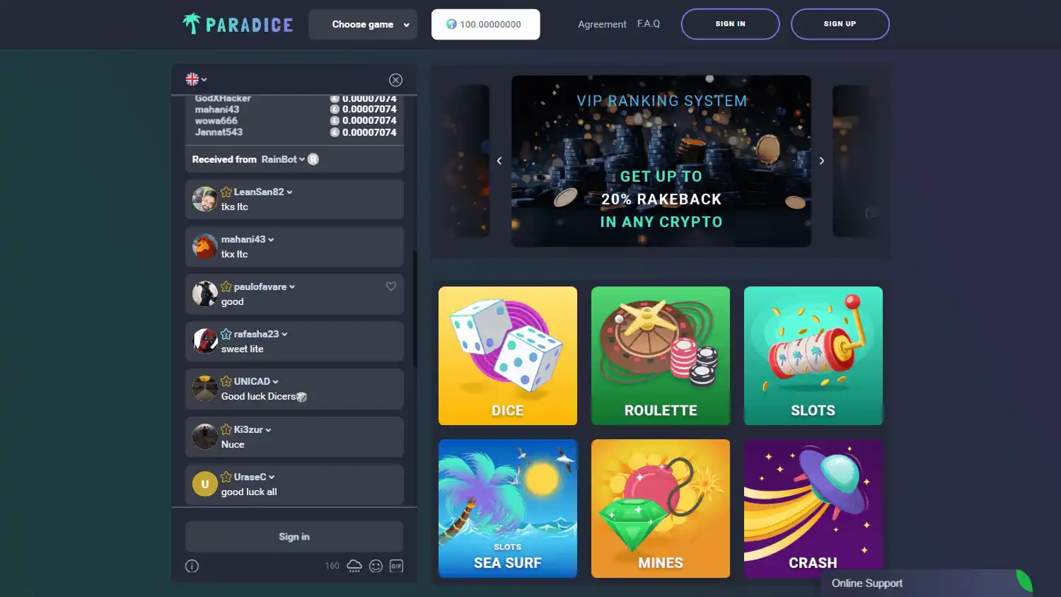 Paradice Casino screenshot 1
