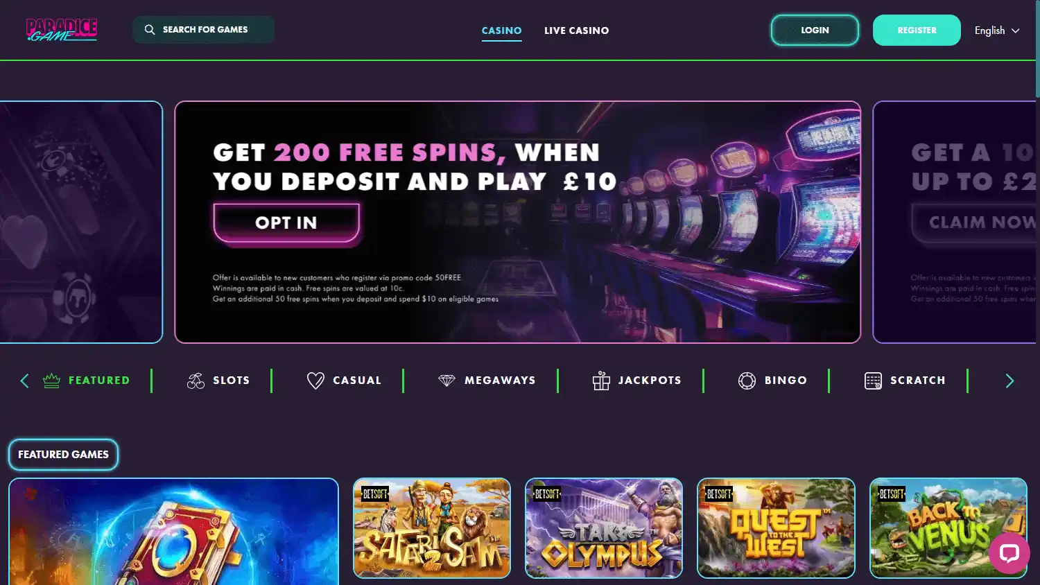 Paradice.game Casino screenshot 1