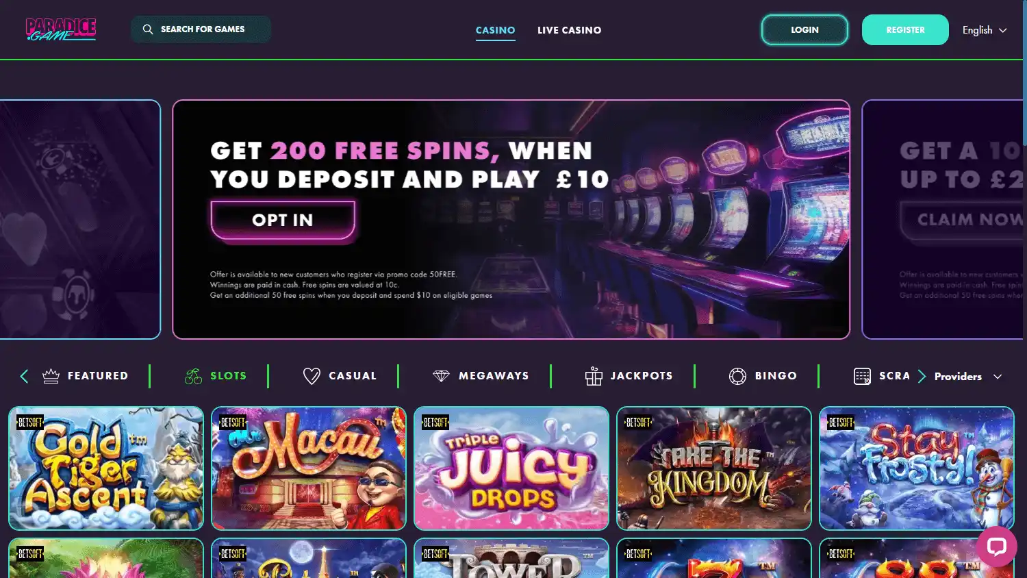 Paradice.game Casino screenshot 2