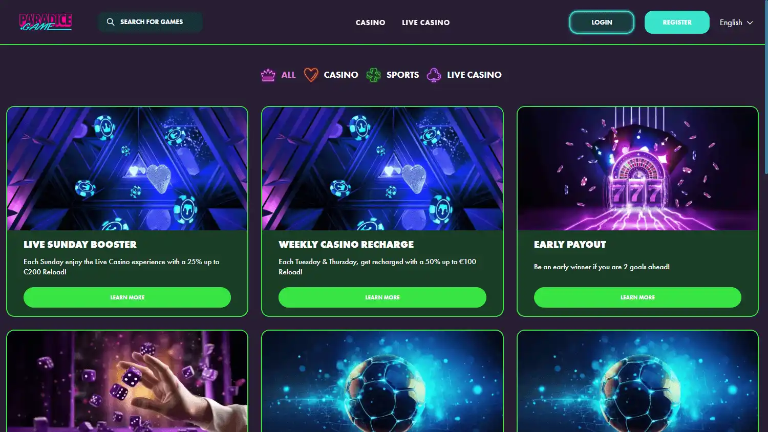 Paradice.game Casino screenshot 3