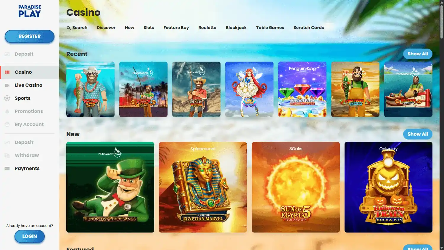 Paradise Play Casino screenshot 2