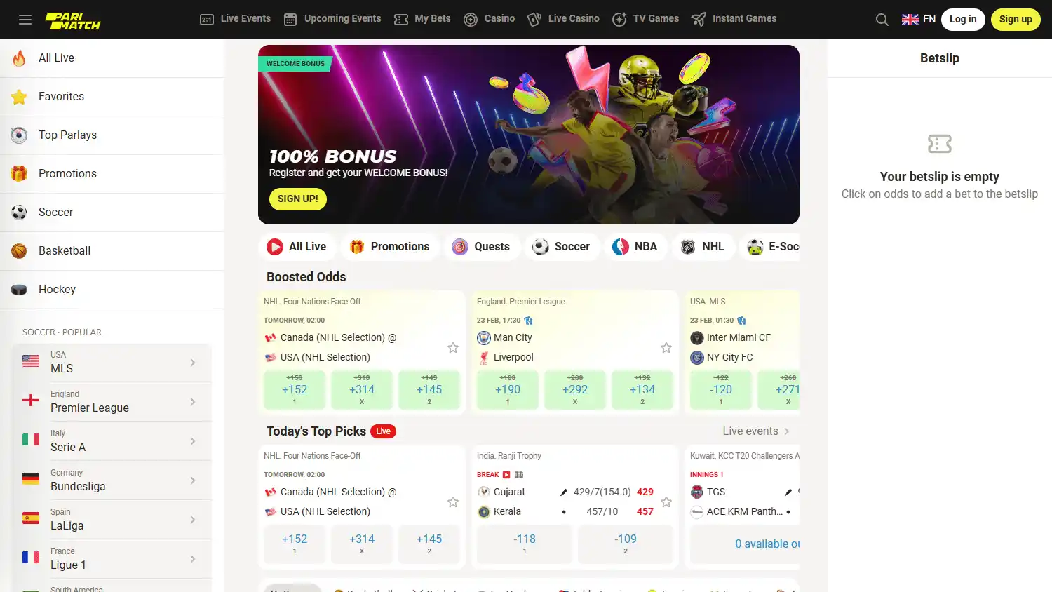 Parimatch Casino screenshot 1