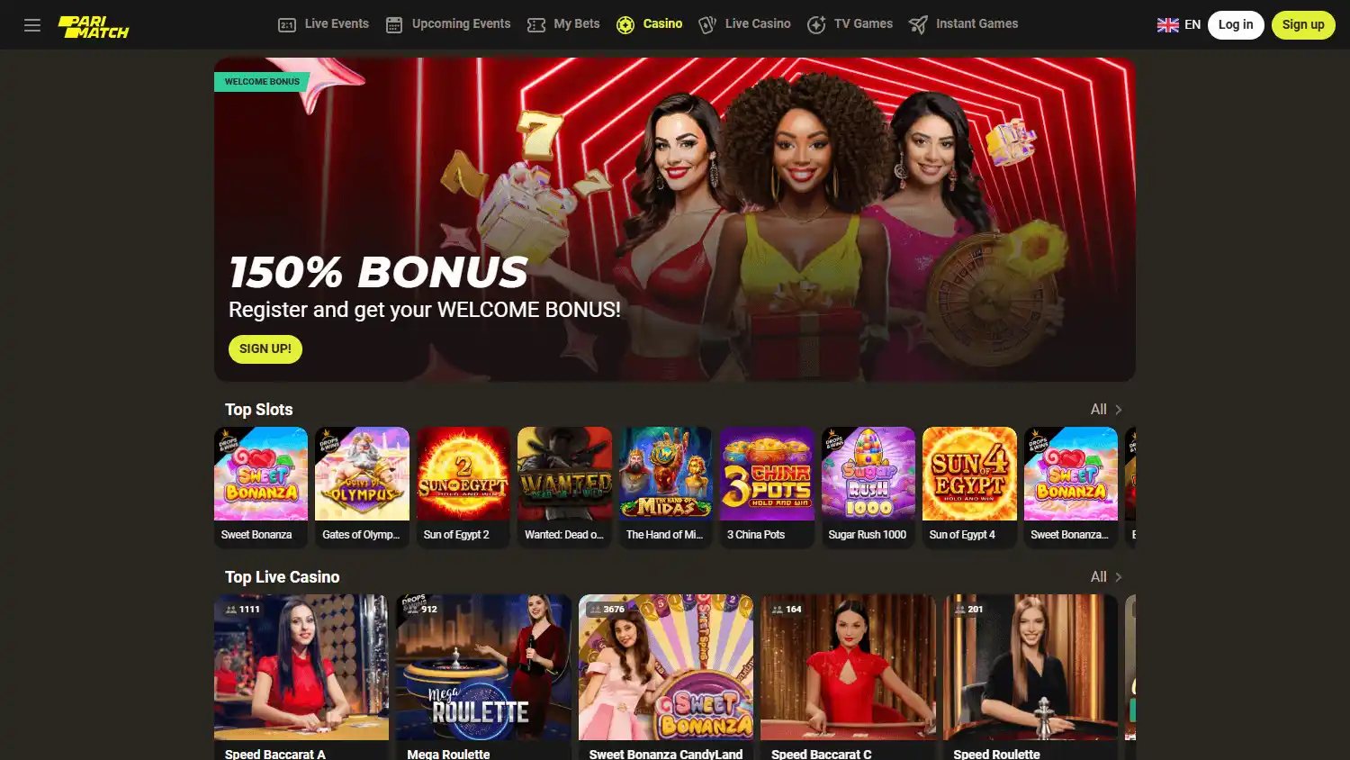 Parimatch Casino screenshot 2
