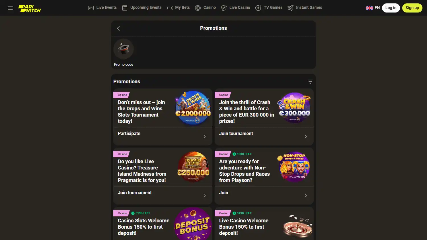 Parimatch Casino screenshot 3
