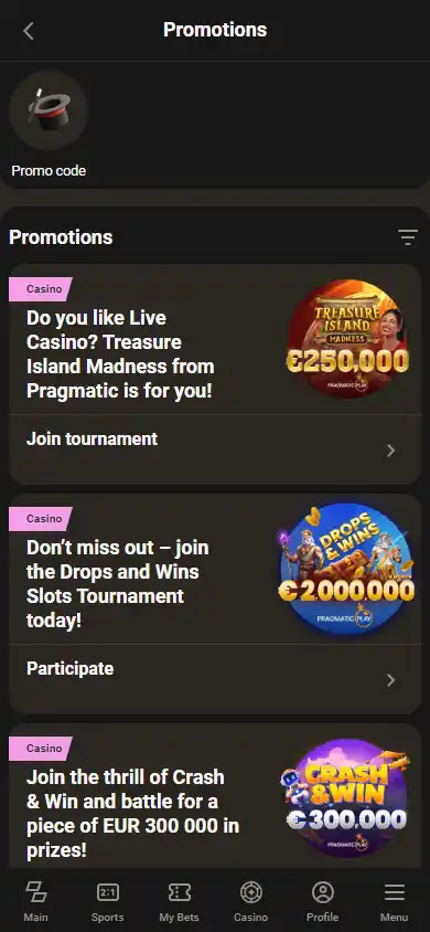 Parimatch Casino screenshot 6