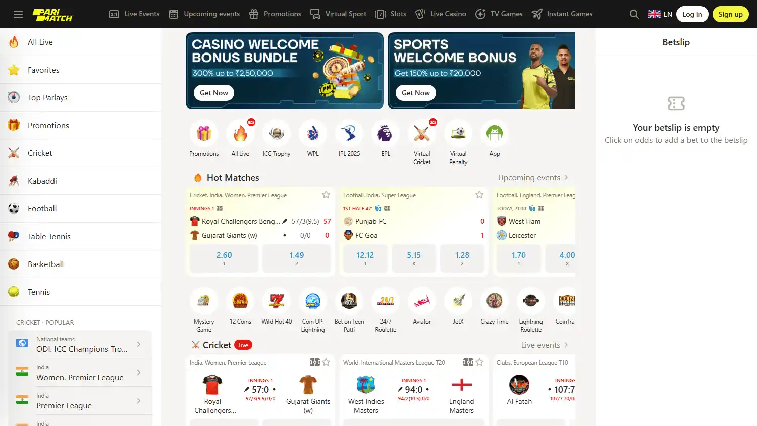 Parimatch Casino screenshot 2