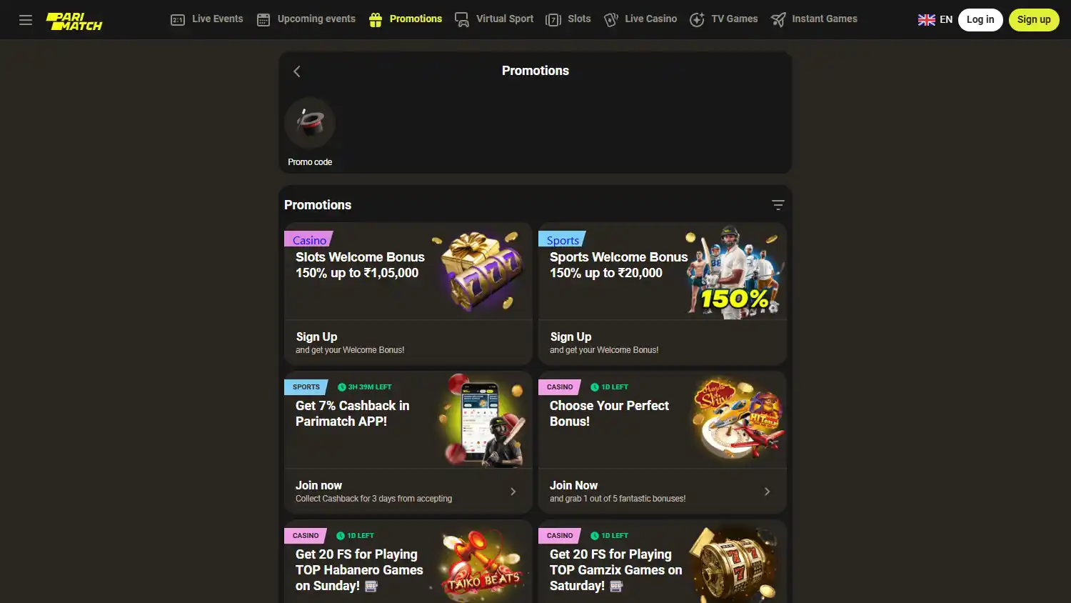 Parimatch Casino screenshot 4