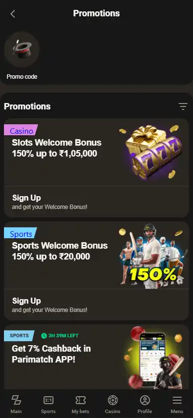 Parimatch Casino screenshot 7