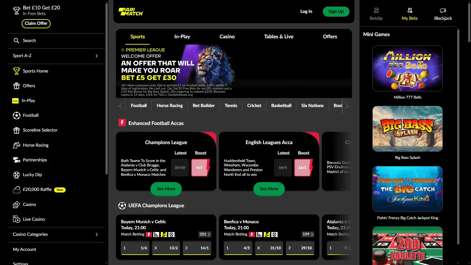 Parimatch Casino UK screenshot 1
