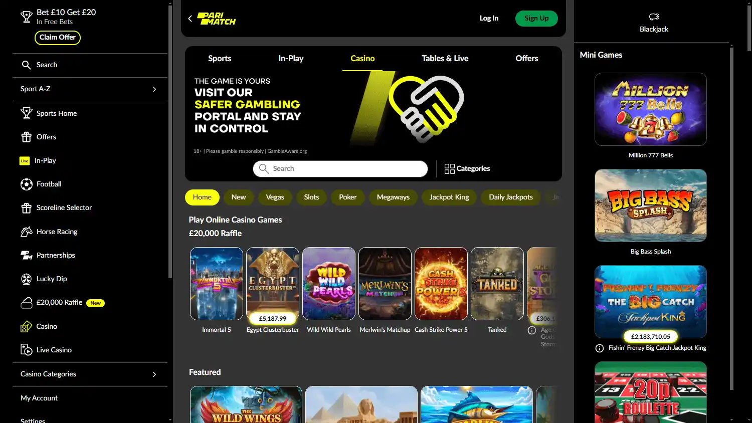 Parimatch Casino UK screenshot 3