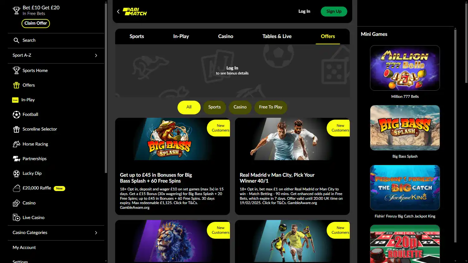 Parimatch Casino UK screenshot 4