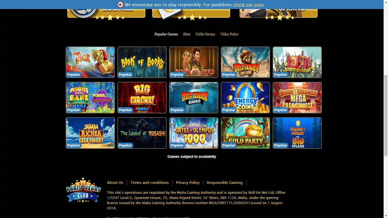 Paris Vegas Club Casino screenshot 2