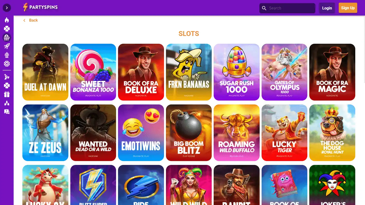 PartySpins Casino screenshot 2